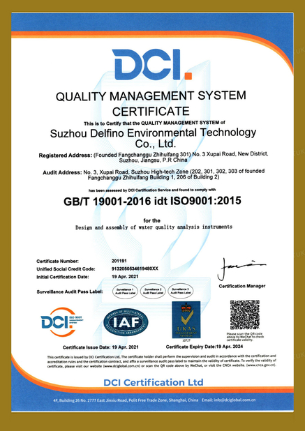 China Suzhou Delfino Environmental Technology Co., Ltd. Certification